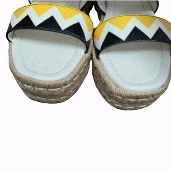 PRADA Zig Zag Saffiano Leather Espadrille Sandals Slip On Slide Wedge EU39/US8.5 - Picture 11 of 14